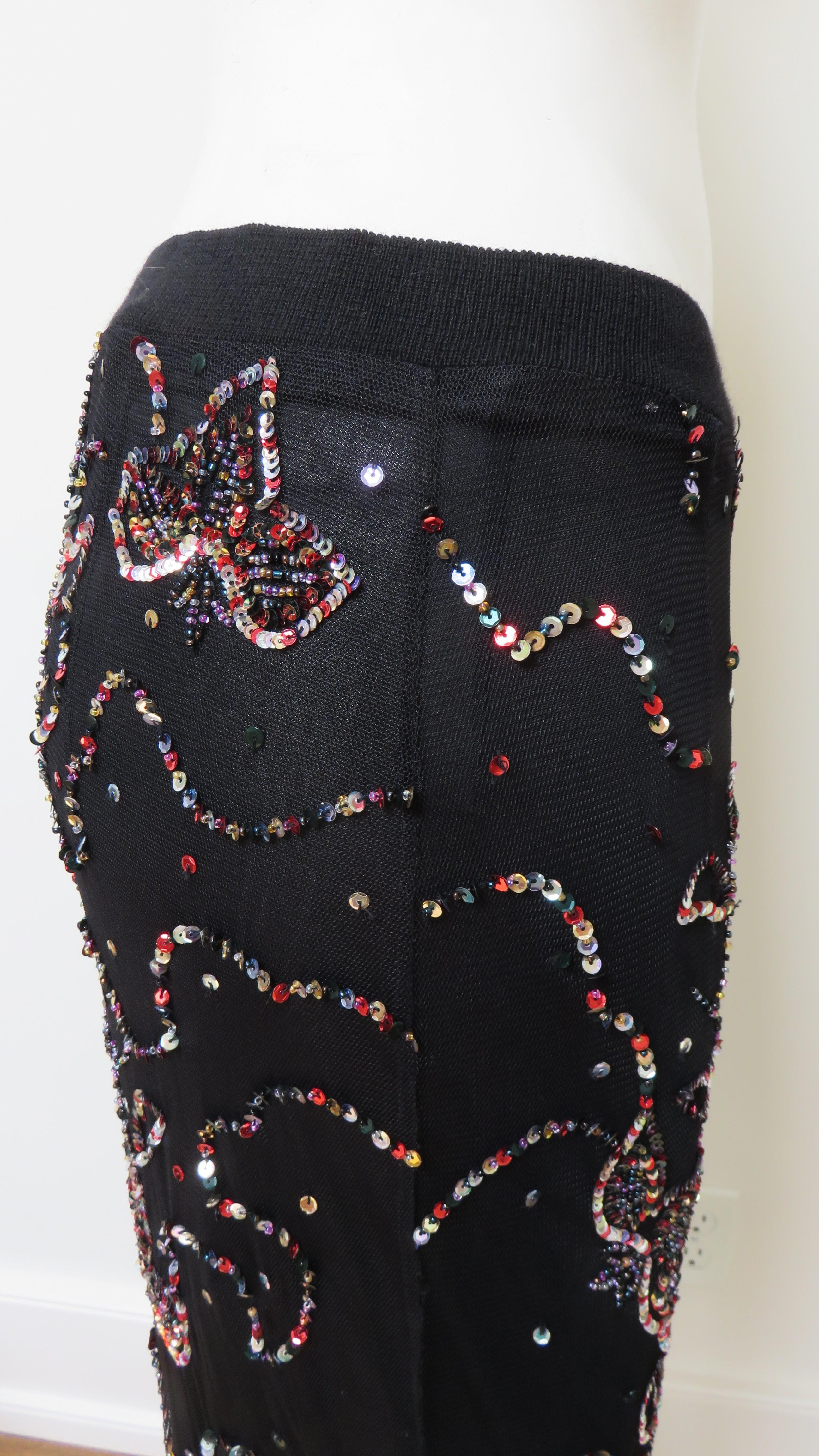 Alessandro Dell'Acqua - Jupe en filet avec motif de perles en vente 5
