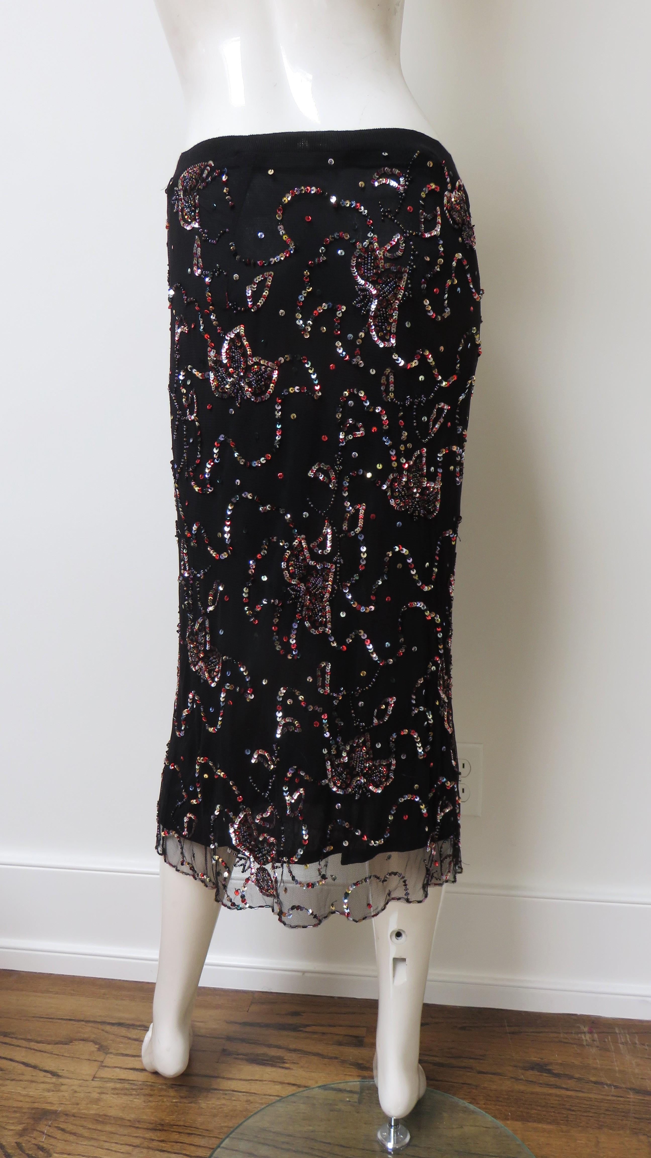 Alessandro Dell'Acqua - Jupe en filet avec motif de perles en vente 6