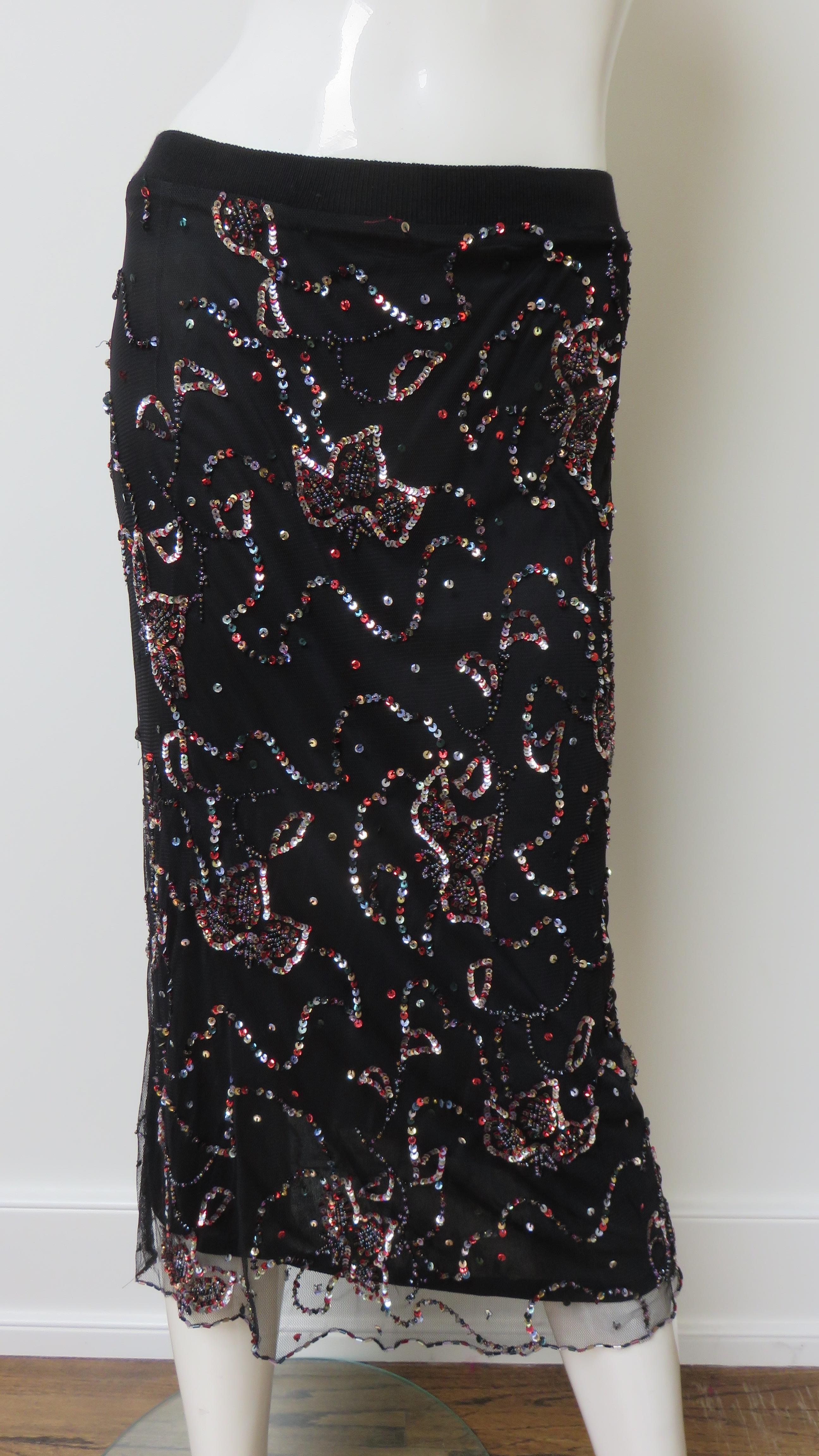 Alessandro Dell'Acqua - Jupe en filet avec motif de perles Pour femmes en vente