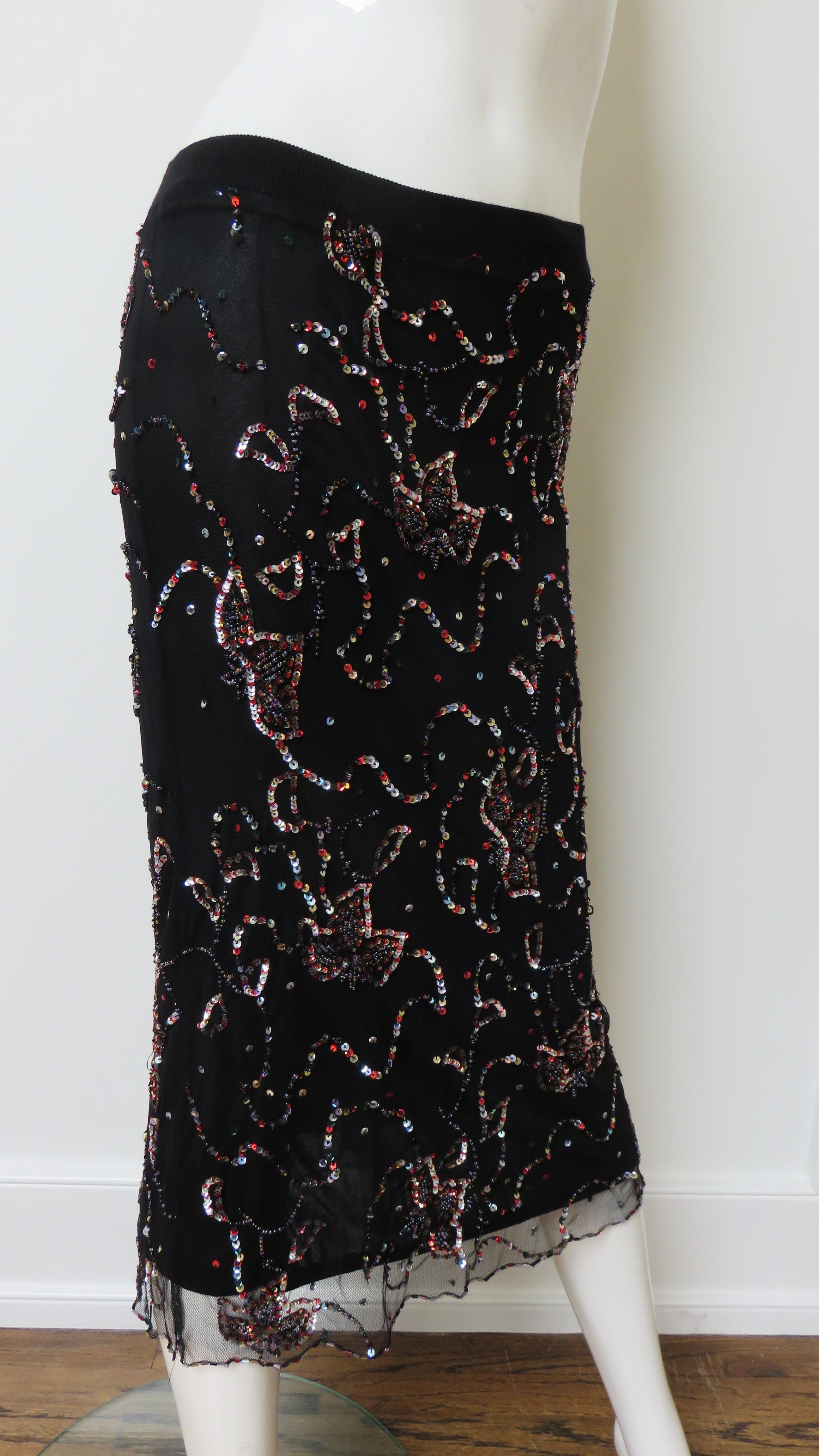 Alessandro Dell'Acqua - Jupe en filet avec motif de perles en vente 2