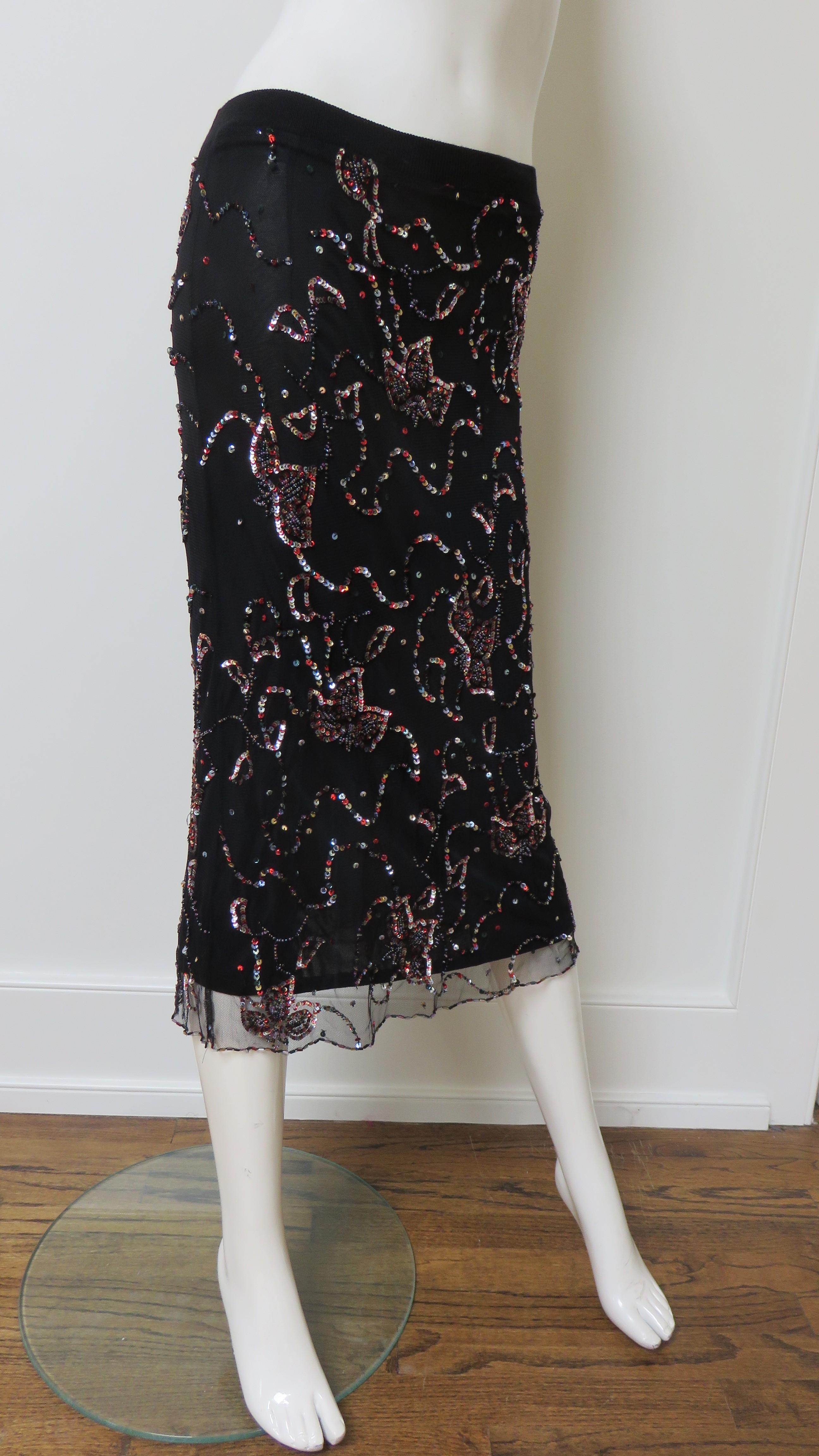 Alessandro Dell'Acqua - Jupe en filet avec motif de perles en vente 3