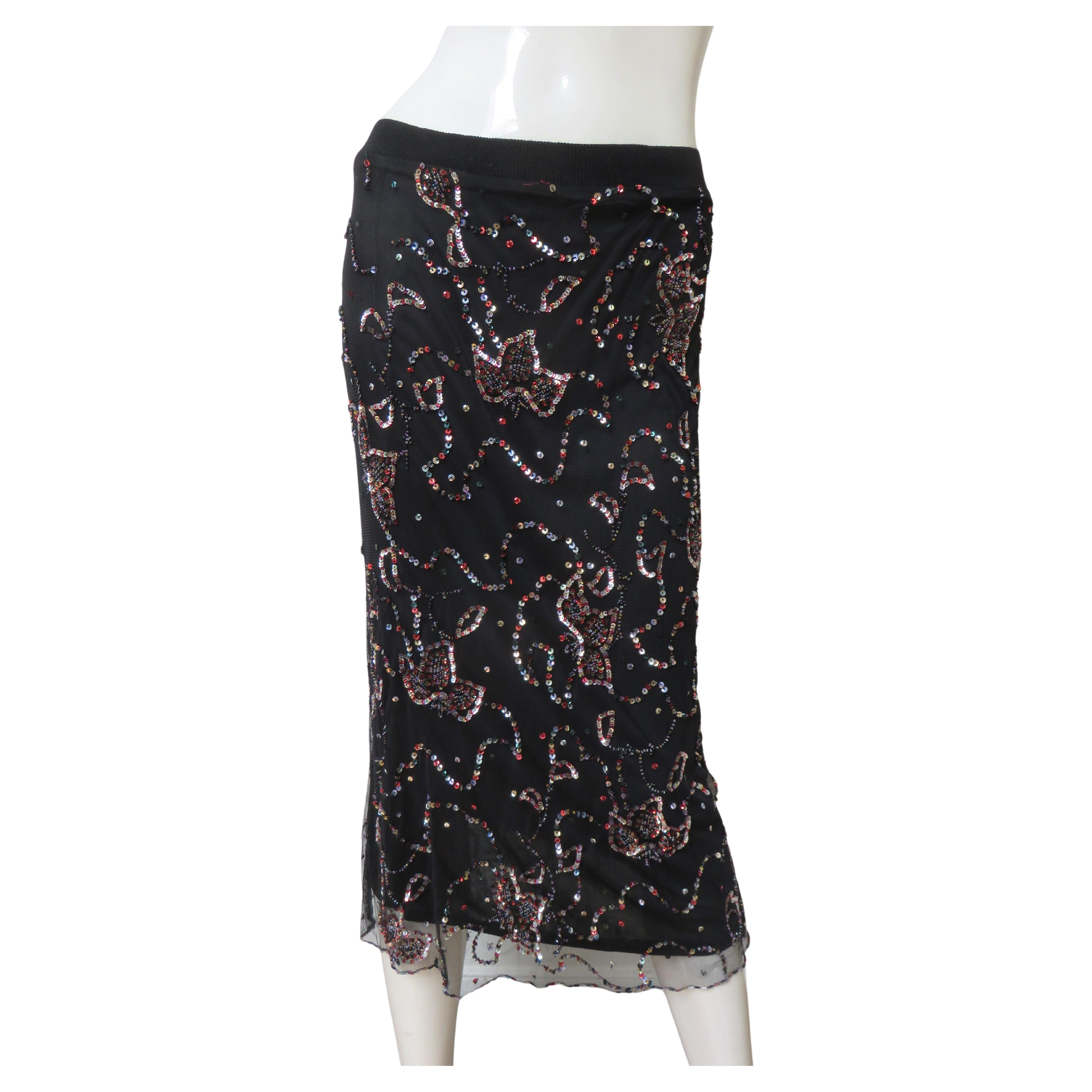 Alessandro Dell'Acqua - Jupe en filet avec motif de perles en vente