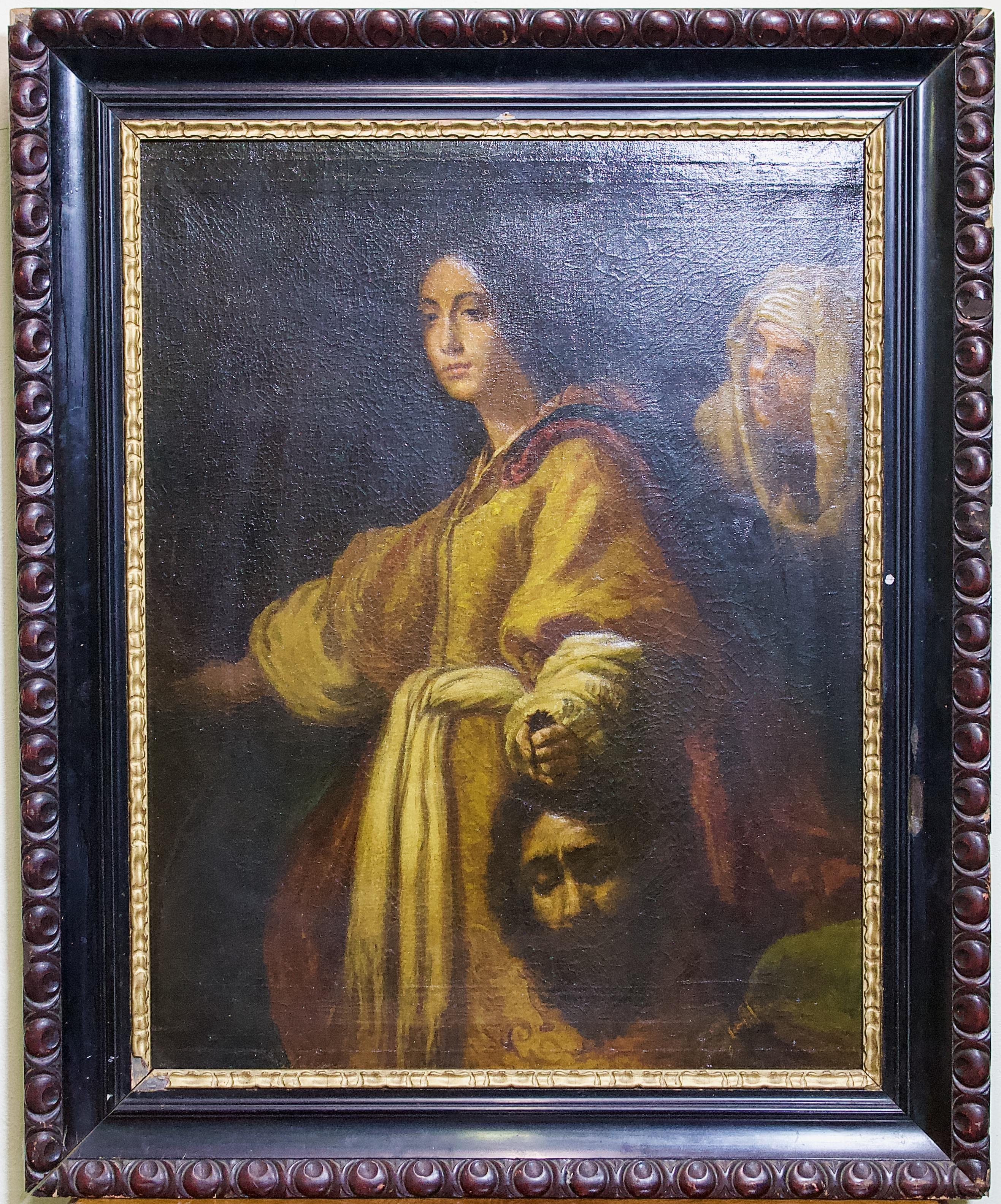 Judith mit dem Kopf von Holofernes, antikes Ölgemälde nach Cristofano Allori – Painting von Alessandro di Cristofano Allori