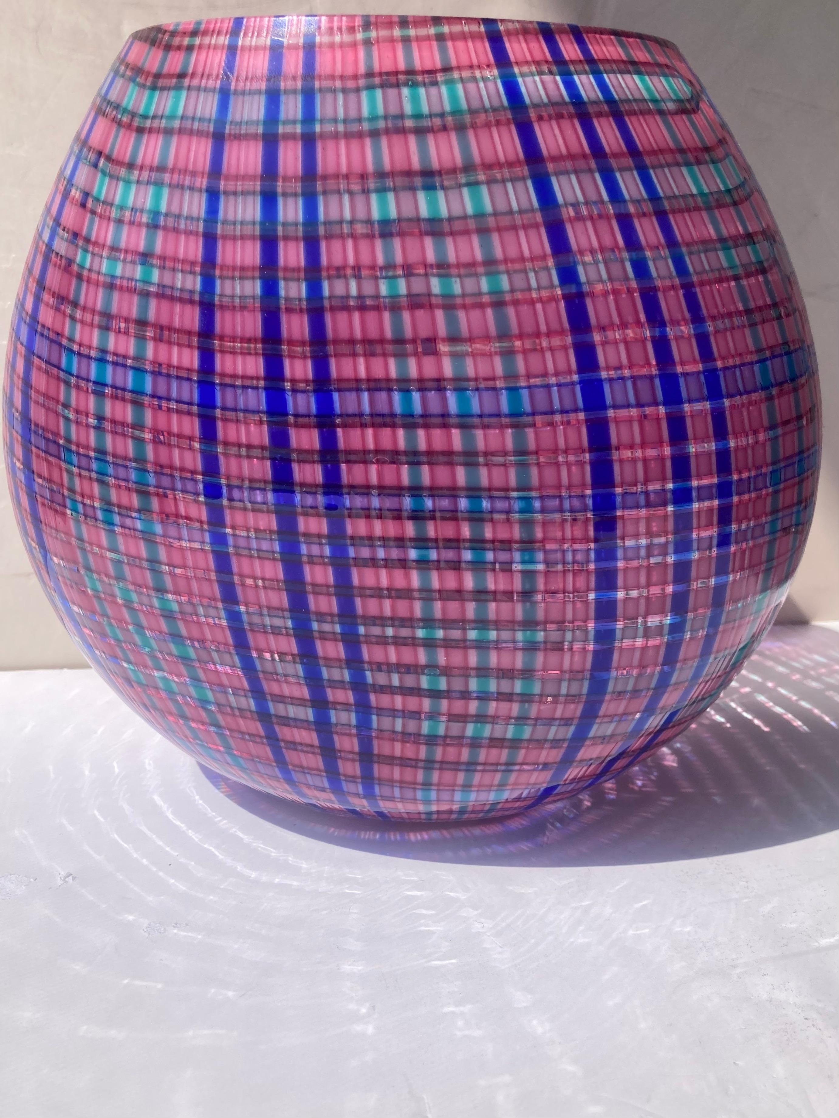 Fatto a mano Vaso in vetro di Murano di Alessandro Diaz de Santillana , firmato 91  