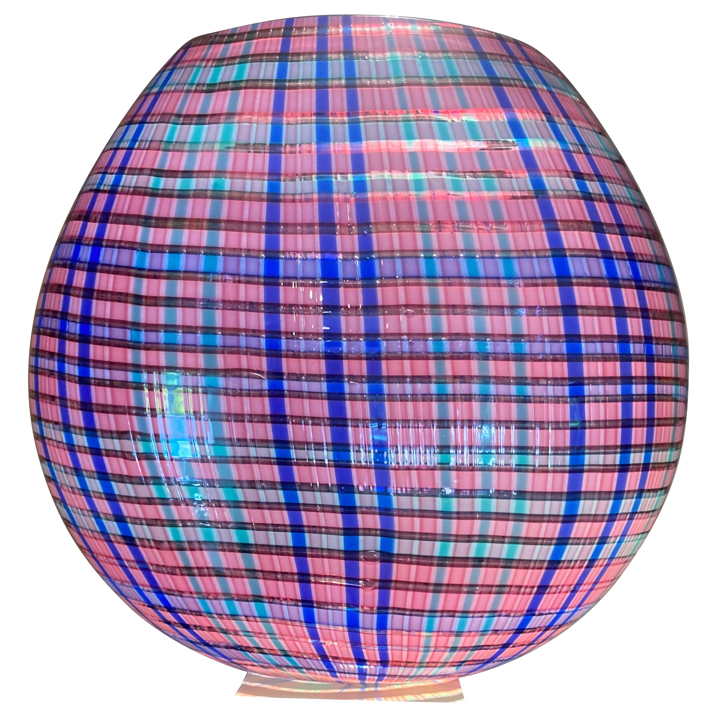 Alessandro Diaz de Santillana Murano glass vase , signed 91  " Scozzesi" For Sale