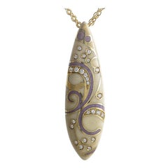 Alessandro Fanfani 18 Karat Gold Ivory Enamel and Diamond Pendant Necklace