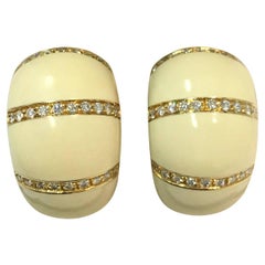 Ohrringe von Fanfani aus Gold mit Diamanten und Emaille, 1,12 Karat