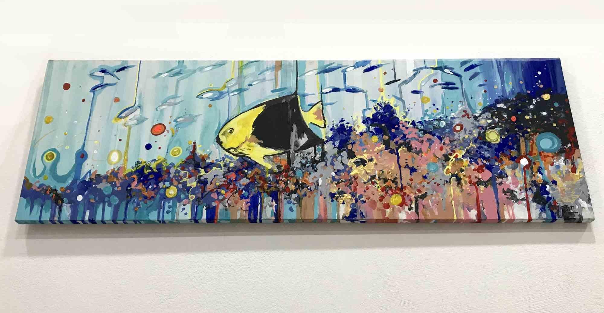 Fondale Marino con Pesce Giallo - Gemälde von Alessandro Filetti - 2016 im Angebot 3