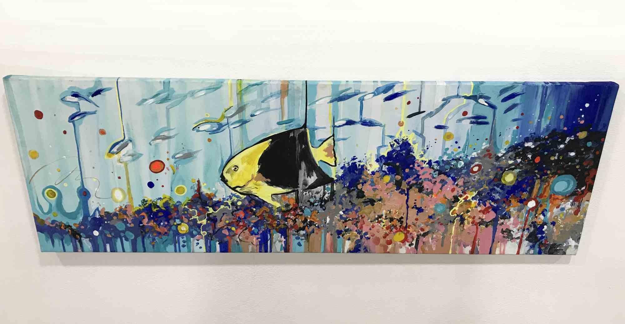 Fondale Marino con Pesce Giallo - Gemälde von Alessandro Filetti - 2016 im Angebot 4