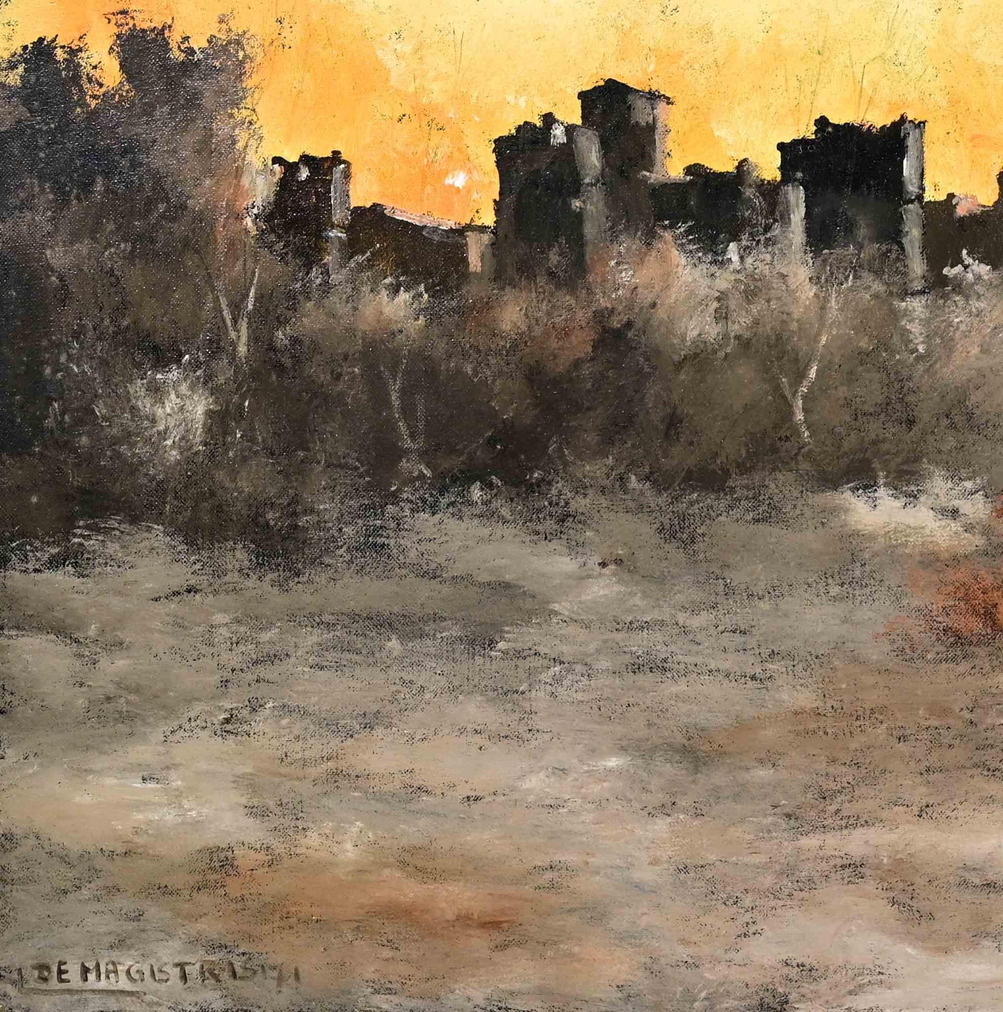 Umbrian Sunset - Paint by Alessandro Filetti - 1971 For Sale 1