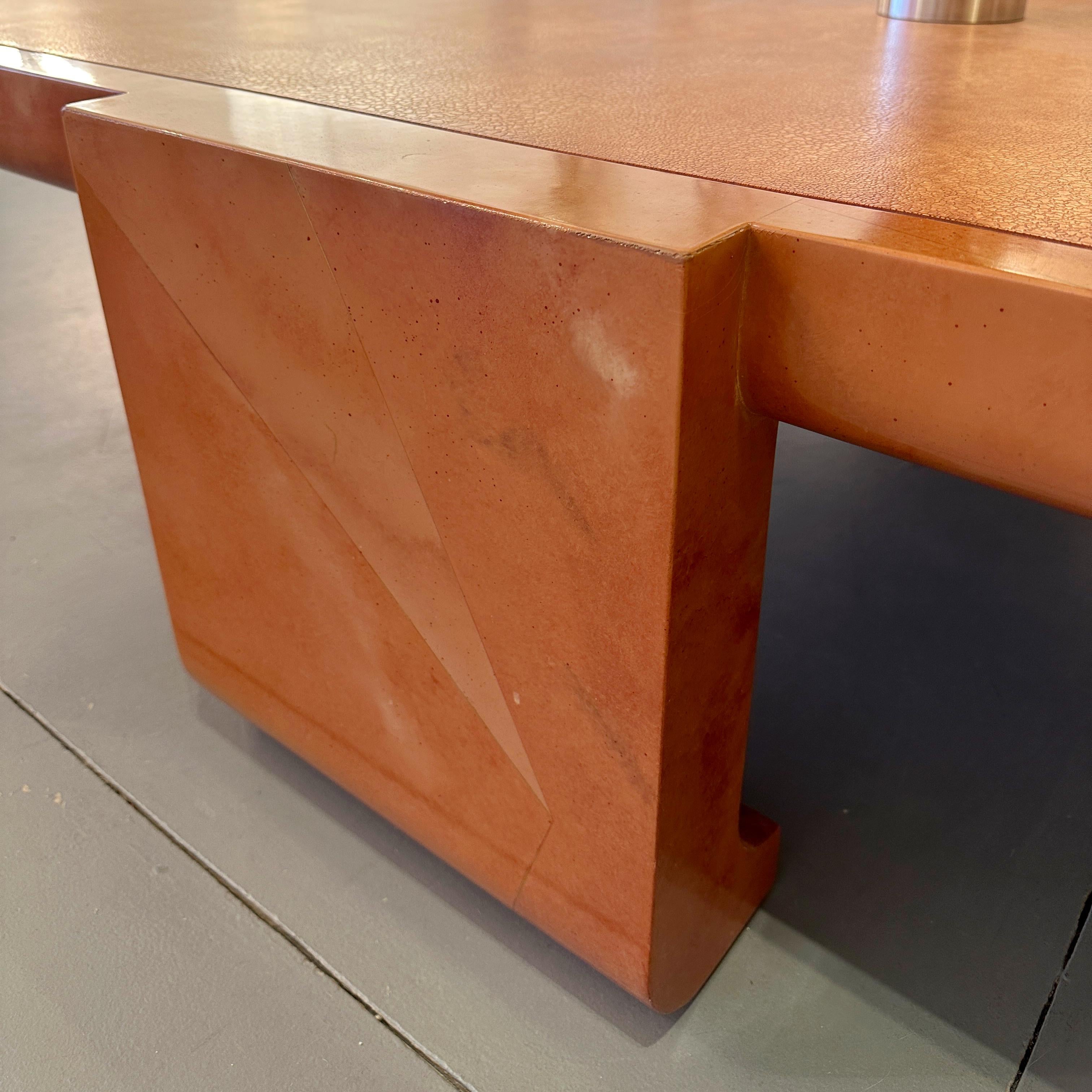 Hand-Painted Alessandro for Baker Asian Inspired Coffee Table with Faux Parchment & Shagreen