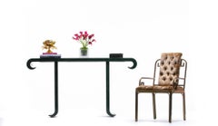 Alessandro for Baker Asian Modern Faux Malachite Finish Console, circa 1980