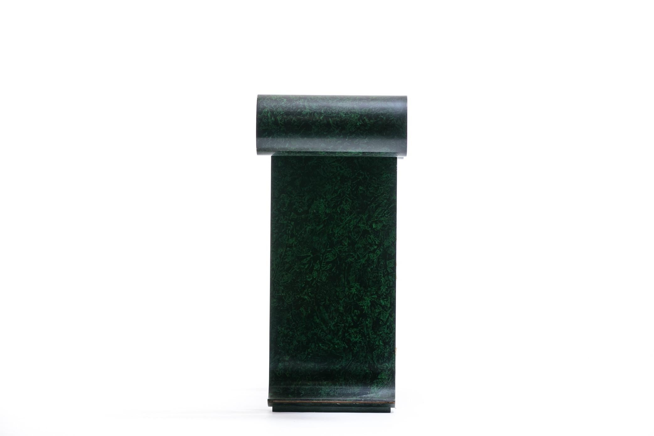 Late 20th Century Alessandro for Baker Asian Modern Faux Malachite Finish Console, circa 1980 For Sale