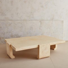 Alessandro for Baker Faux Goatskin Lacquered + Leather Rectangular Coffee Table