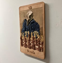 Ceramic, Wall Hanging, French Cleat, Stoneware, 2D Sculpture, Tarot 13, Death
