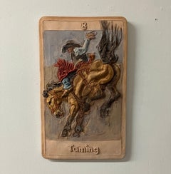 Ceramic, Wall Hanging Tile, French Cleat, Stoneware, 2D Sculpture, Taming, Tarot