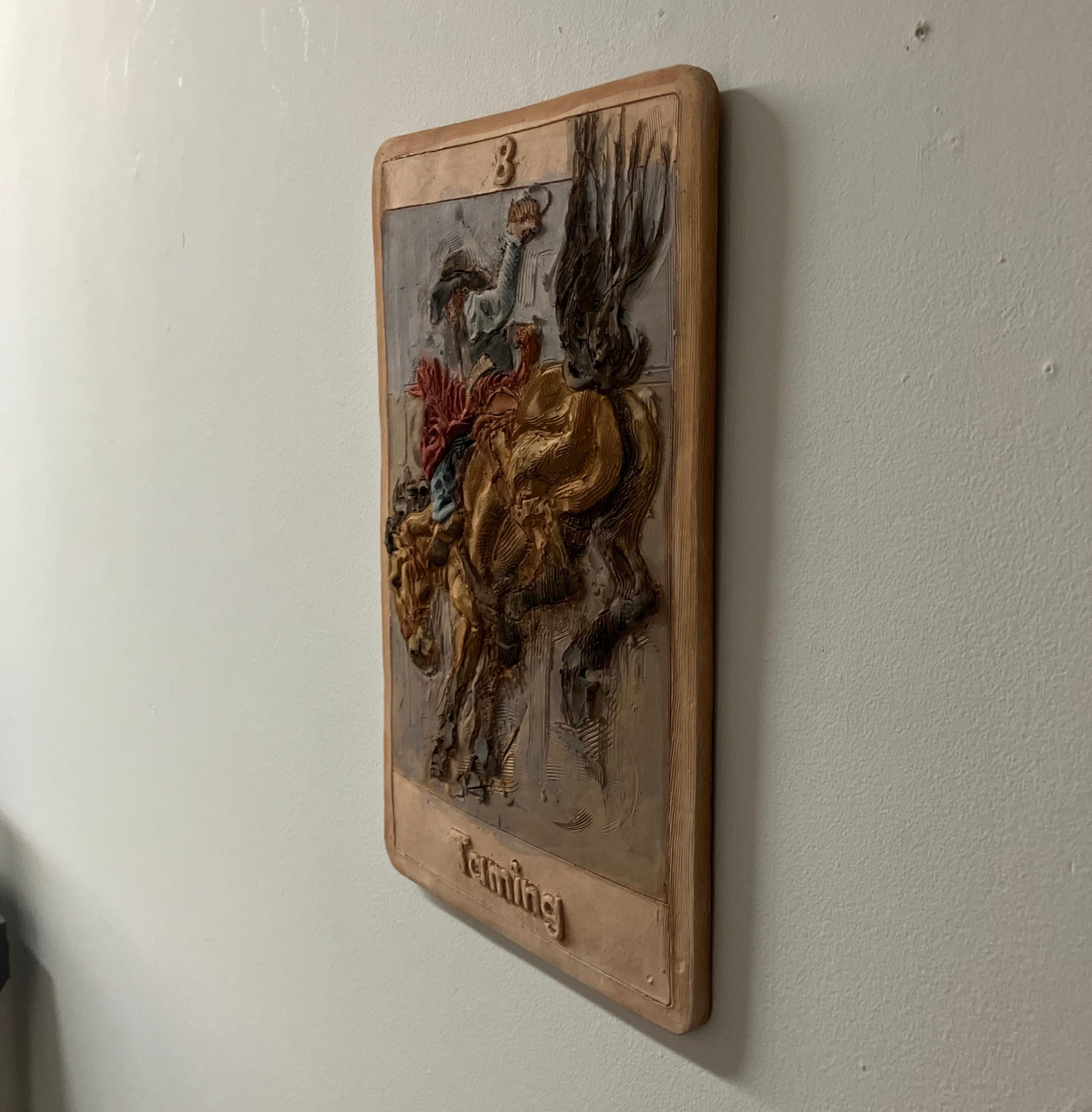 Cerámica, Azulejo Colgante, Grapa Francesa, Gres, Escultura 2D, Doma, Tarot - Sculpture Contemporáneo de Alessandro Gallo