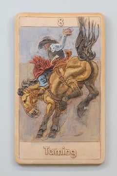 Ceramica, piastrella da appendere a parete, tacchetto francese, gres, scultura 2D, domare, tarocchi
