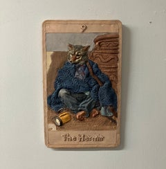Ceramic, Wall Hanging Tile, French Cleat, Stoneware, 2D Sculpture, The Hermit