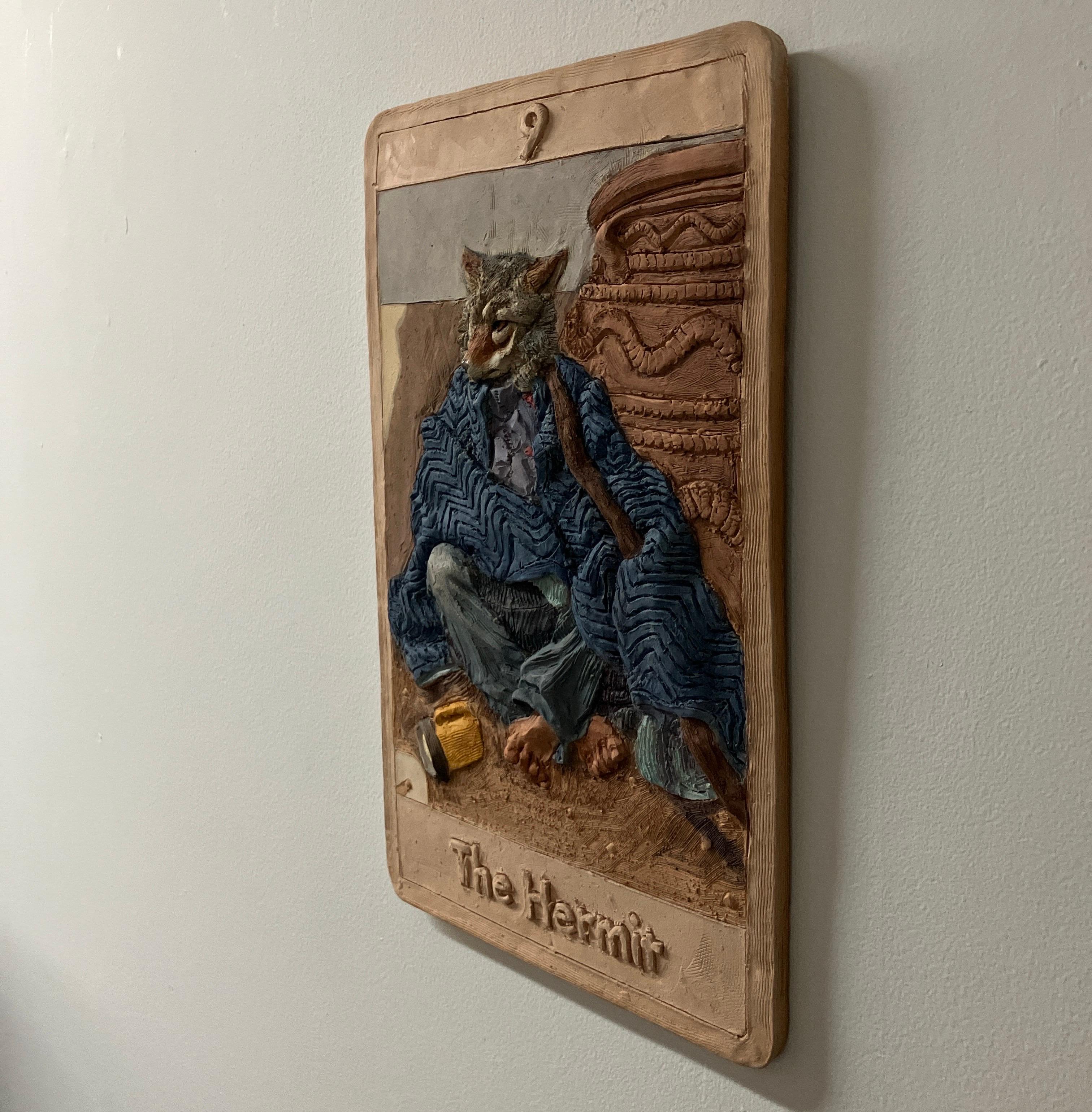 Cerámica, Azulejo Colgante, Grapa Francesa, Gres, Escultura 2D, El Ermitaño

