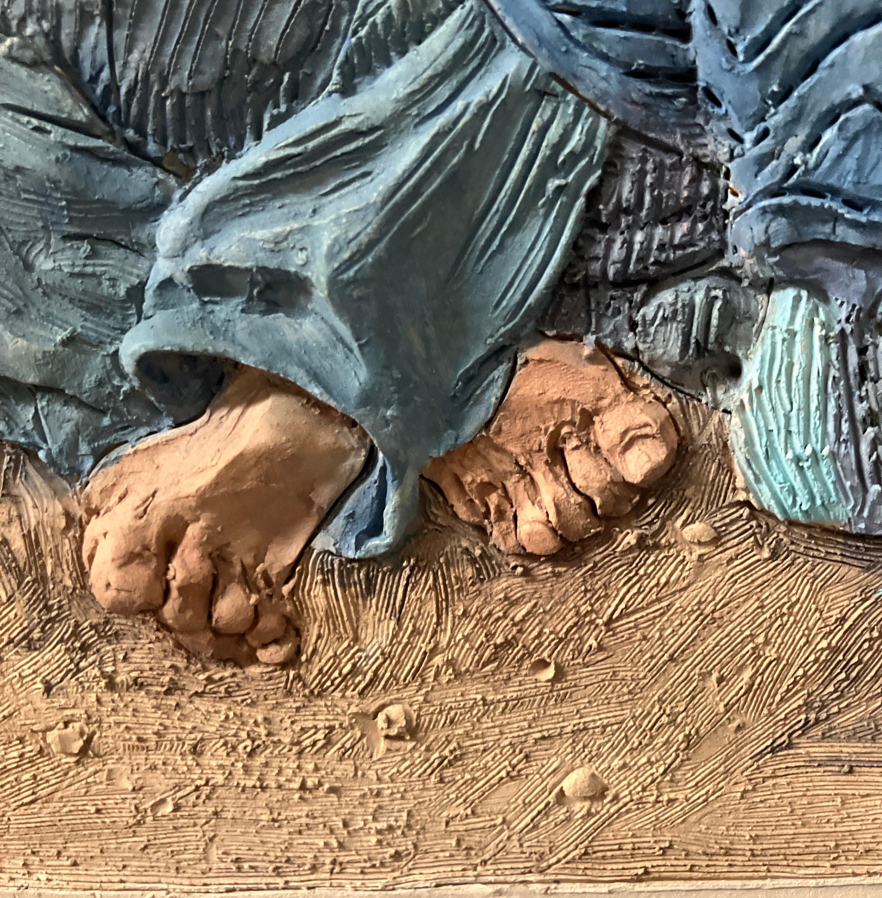 Cerámica, Azulejo Colgante, Grapa Francesa, Gres, Escultura 2D, El Ermitaño en venta 5