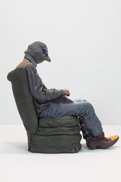 Figurative bemalte Keramikskulptur, 10 x 11 x 11 Zoll, Alessandro Gallo