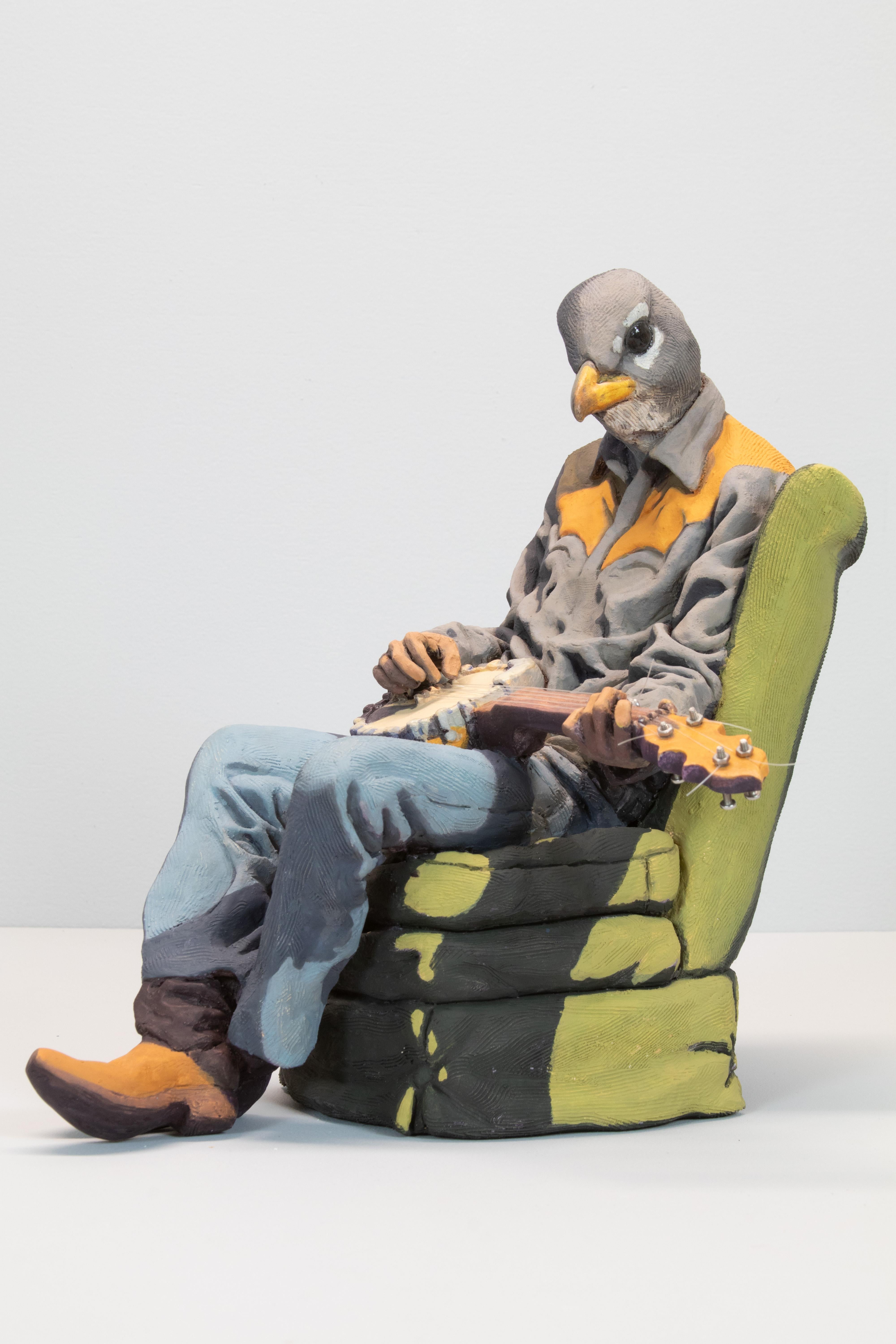 « The Dark Passenger », figuratif, céramique, sculpture, peinte, grès - Contemporain Sculpture par Alessandro Gallo