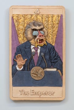 L'imperatore, carta dei tarocchi 4, di Alessandro Gallo, 2025, Ceramica, Appeso con tacchetto