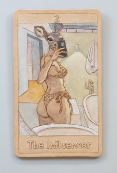 El Influenciador, Carta del Tarot 2, de Alessandro Gallo, 2025, Cerámica, Se cuelga de la cornamusa