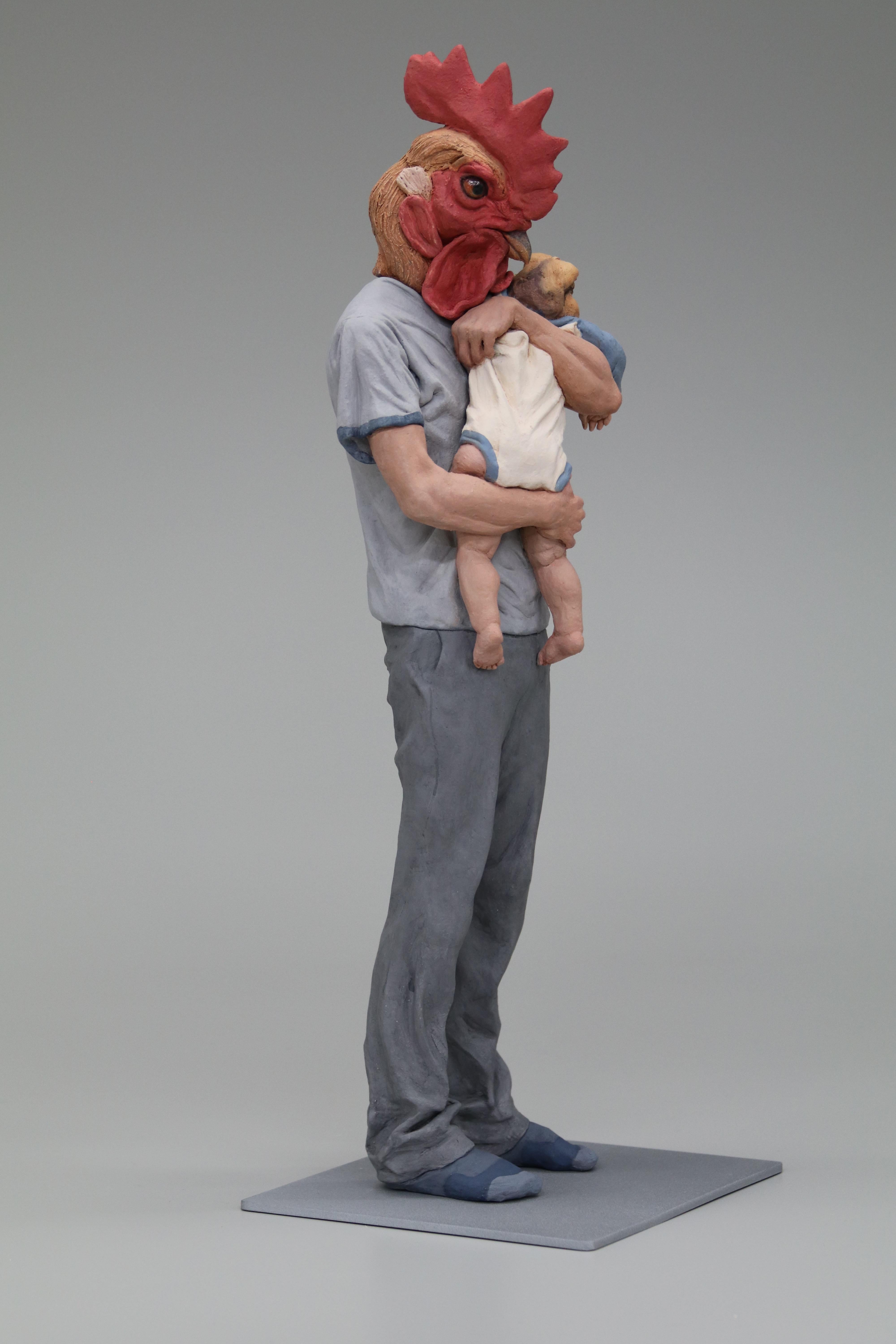 Alessandro Gallo Figurative Sculpture - "The Road", Contemporary, Figurative, Ceramic, Mixed Media, Sculpture, Paint