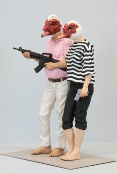 Figurativ, Bemalt, Keramik, Skulptur, Steingut, "Mit Gott an unserer Seite"