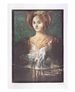 Renaissance-Frau - Lithographie von Alessandro Kokocinski - 1990er Jahre