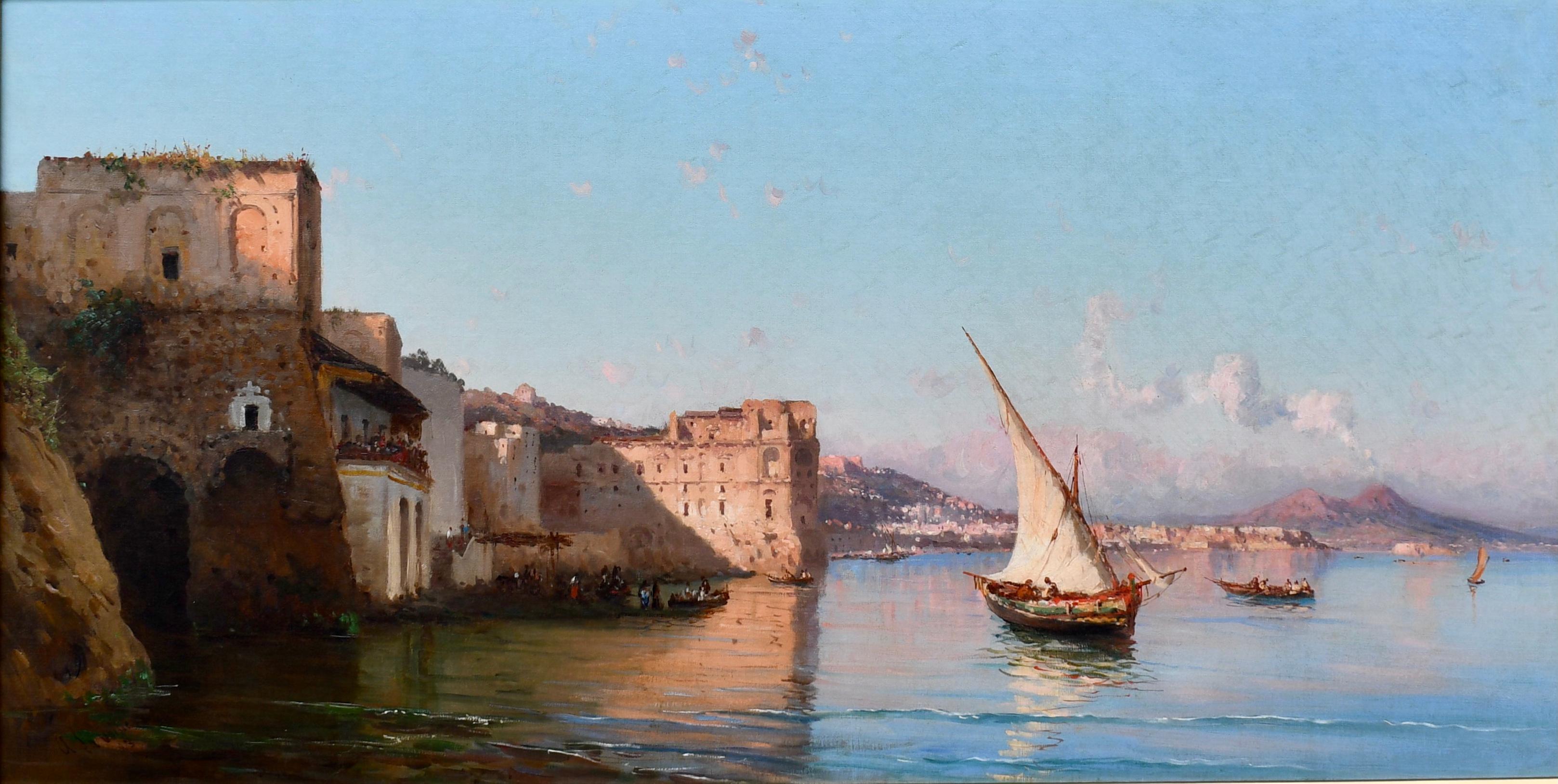 Mount Vesuvius from the Bay of Naples - Painting by Alessandro La Volpe