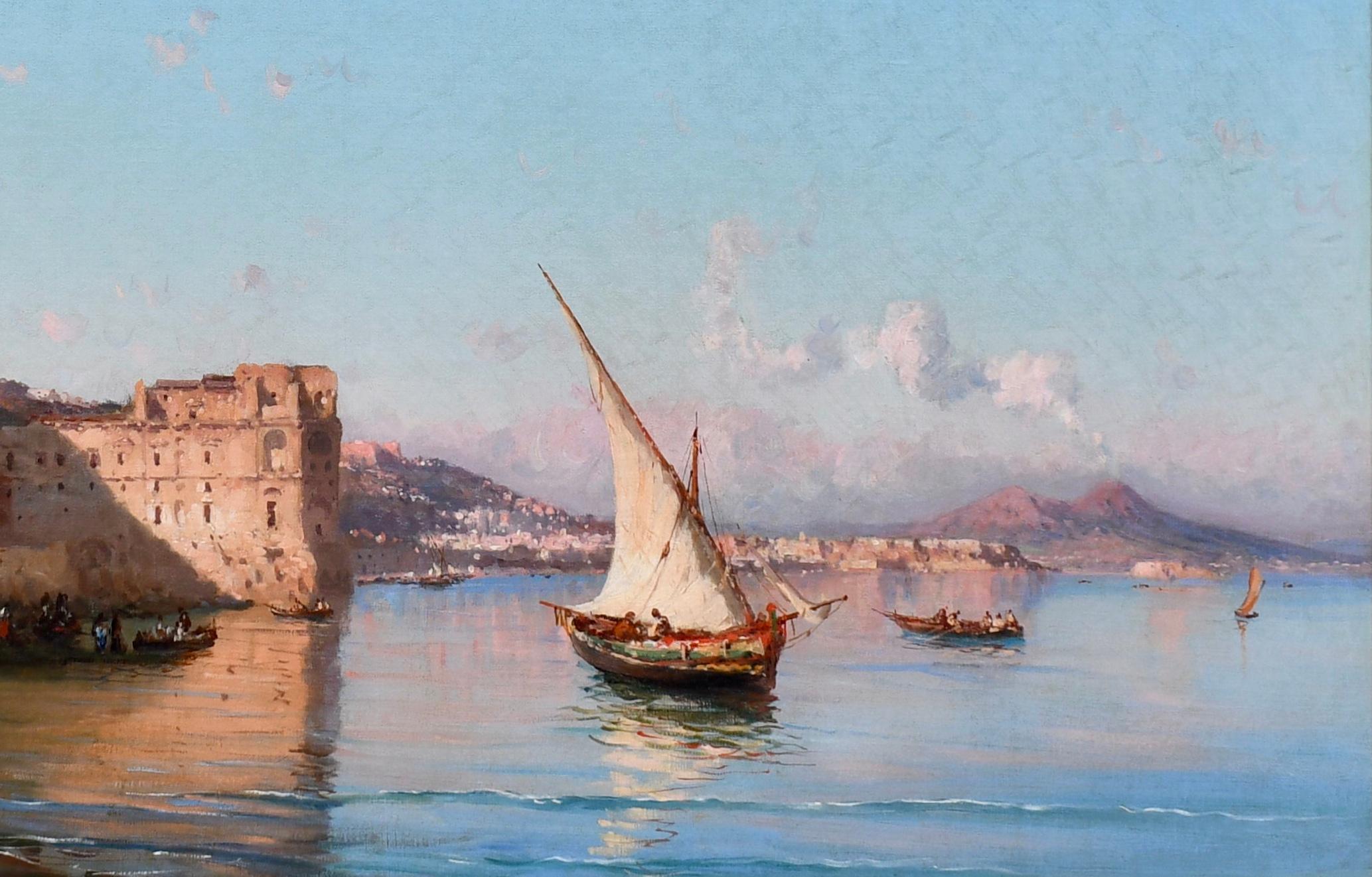 Mount Vesuvius from the Bay of Naples - Victorian Painting by Alessandro La Volpe