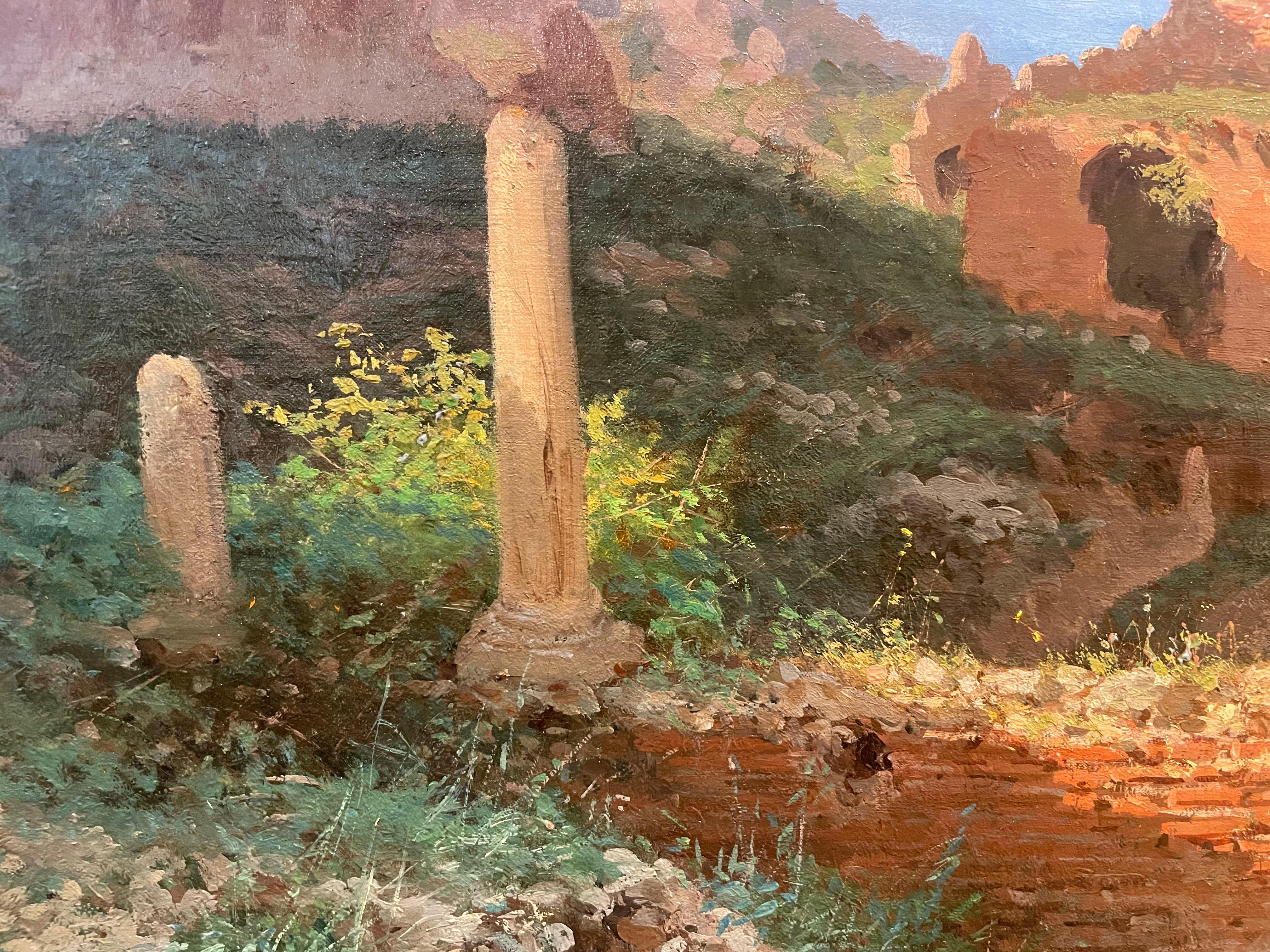 Vista dell'Etna dalle rovine del teatro di Taormina, XIX secolo, italiano in vendita 8
