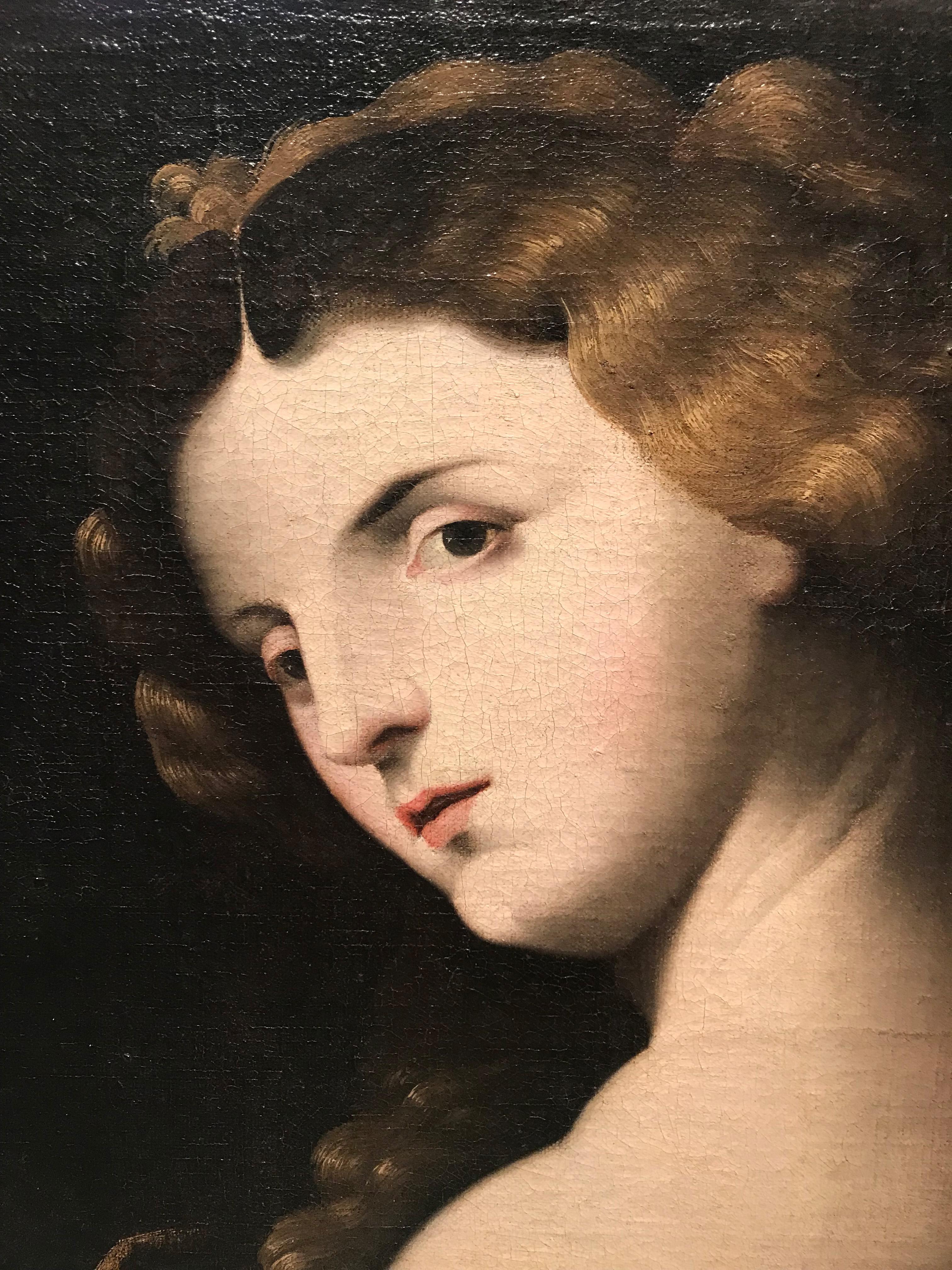 Il Padovanino del XVII secolo Maria Maddalena o Giovane Donna Olio su tela - Painting di Alessandro Leone Varotari, known as Il Padovanino