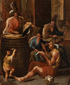 Alessandro Magnasco (Genoese master) - 18th century Baroque tavern with magpie