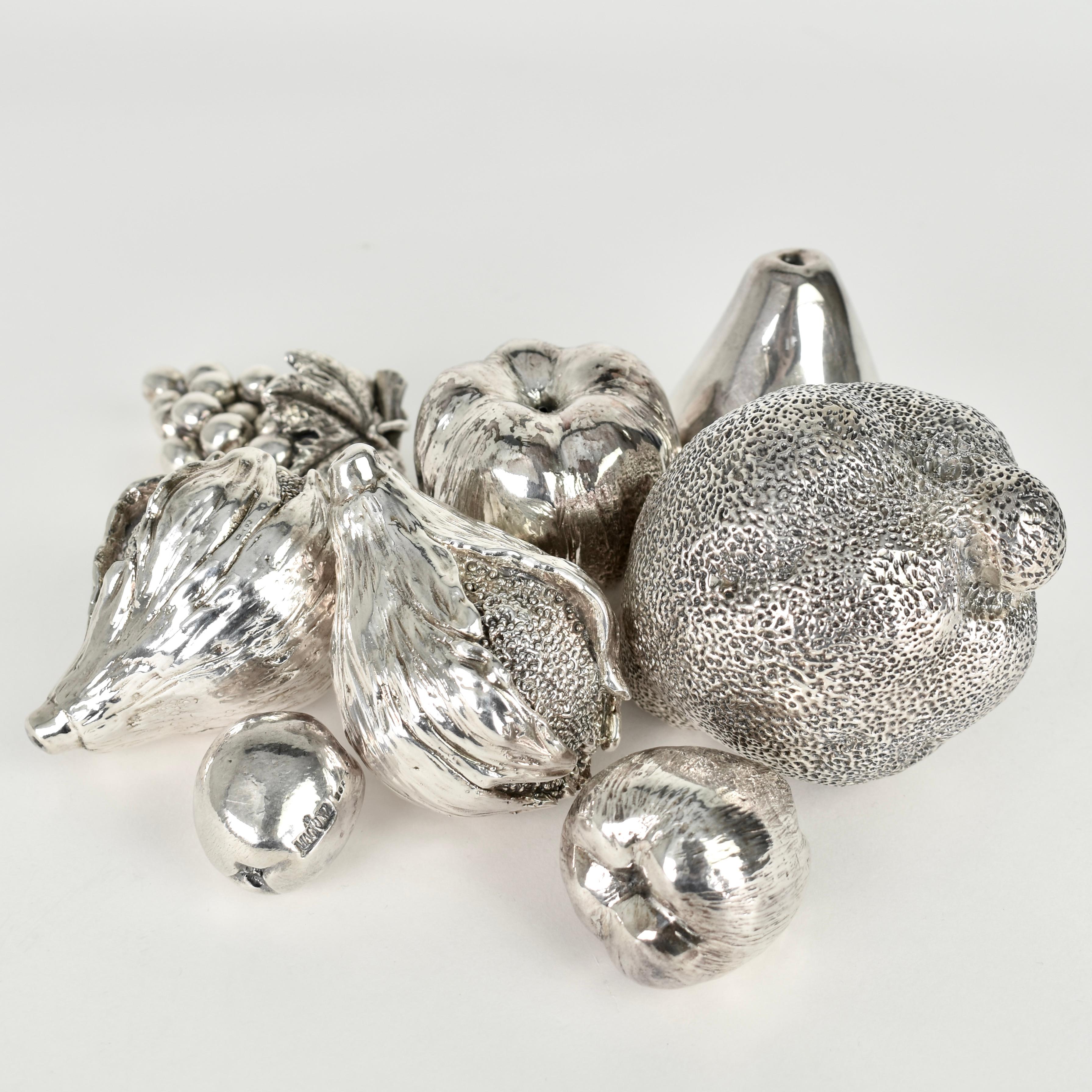 Alessandro Magrino Handmade Sterling Silver Filled Fruits, 1980s For Sale 2