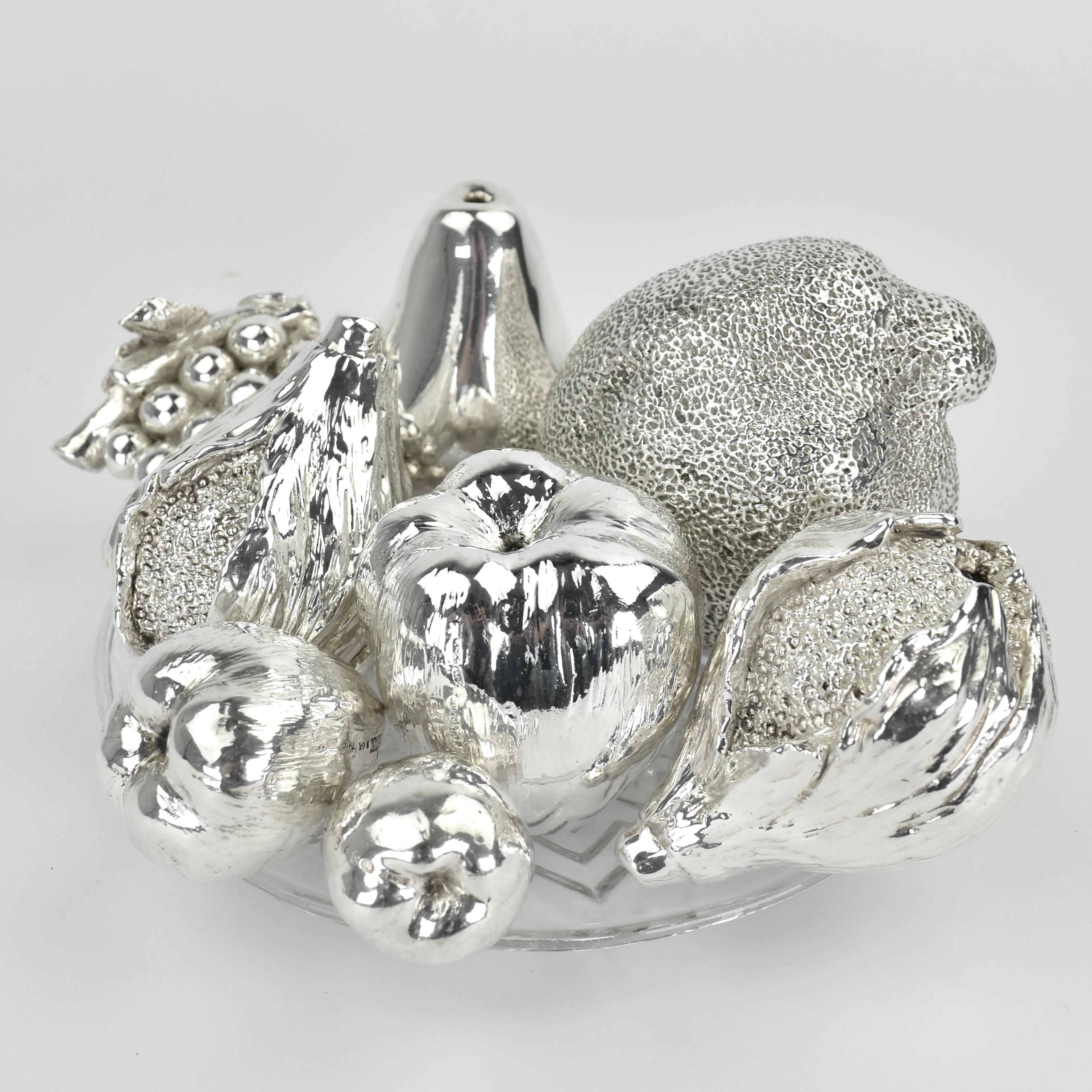 Alessandro Magrino Handmade Sterling Silver Filled Fruits, 1980s For Sale 3