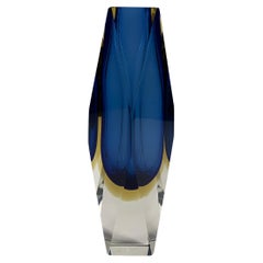 Alessandro Mandruzatto Faceted Glass Cobalt Blue Vase