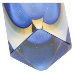 Alessandro Mandruzzato Blue and Yellow Sommerso Murano Vase, Italy 1960s