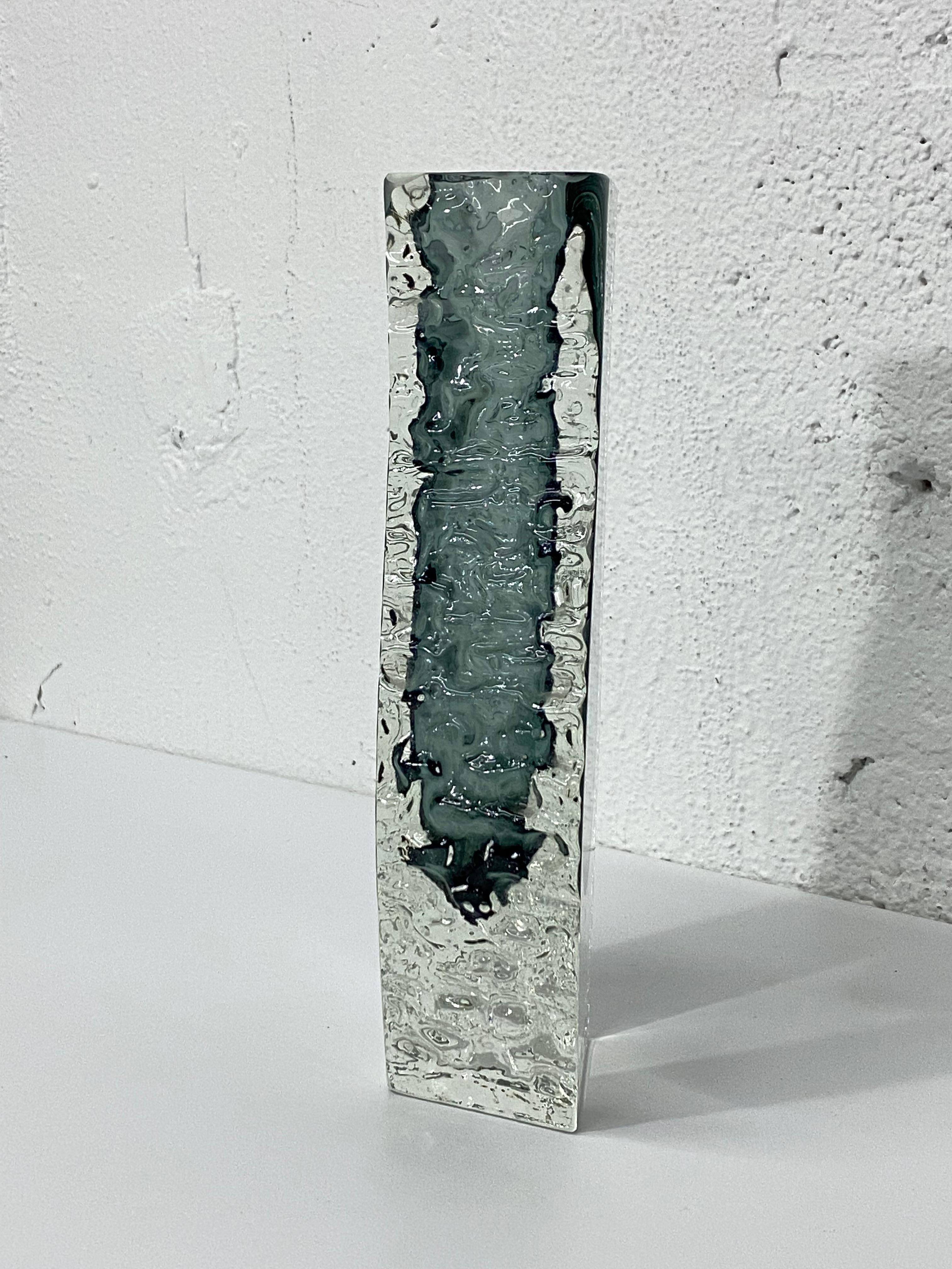 Late 20th Century Alessandro Mandruzzato Faceted and Textured Murano Sommerso Glass Vase