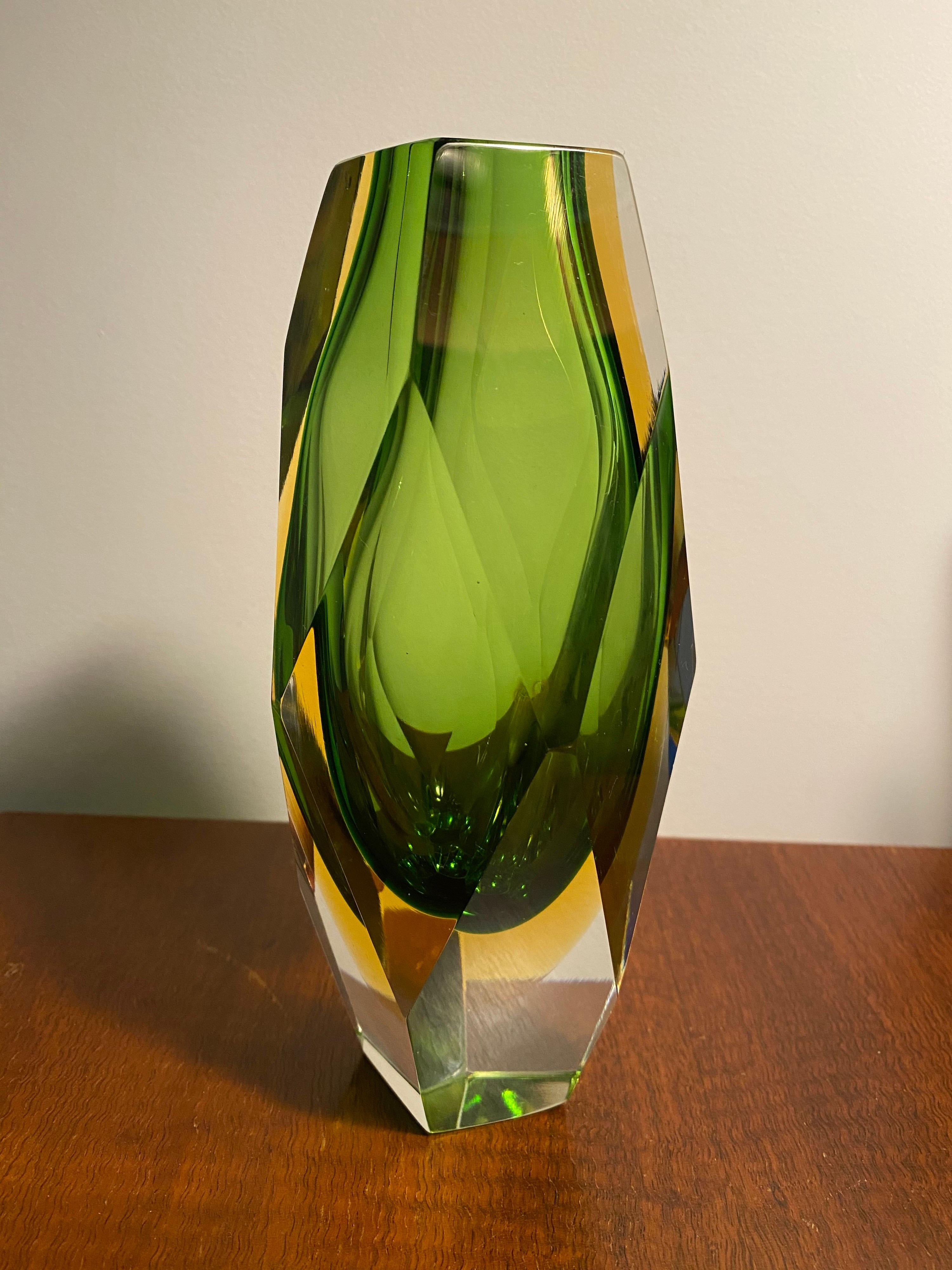 Blown Glass Alessandro Mandruzzato Faceted Italian Vase
