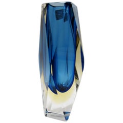 Alessandro Mandruzzato Italienischer Sommerso Facettiertes Murano-Glas Vase