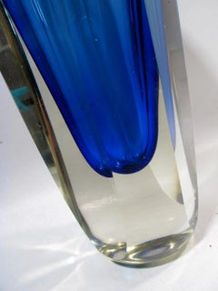 Alessandro Mandruzzato Italian Sommerso Large Faceted Murano Glass Vase