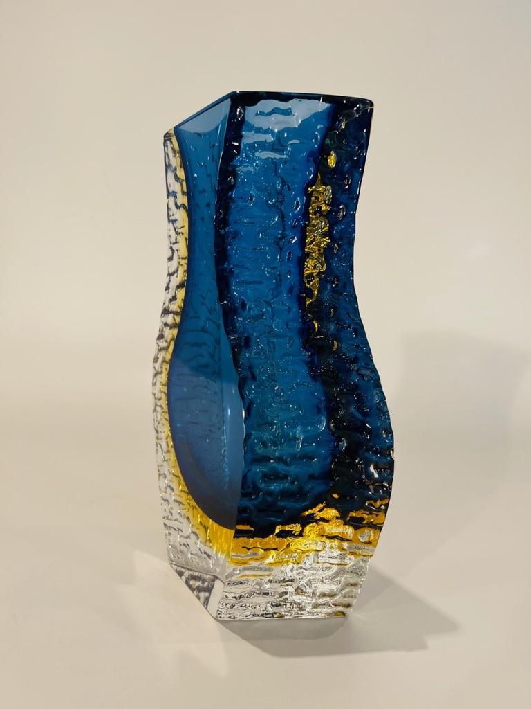 Alessandro Mandruzzato Murano glass blue and yellow circa