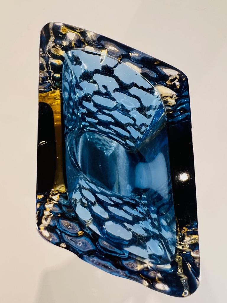 Other Alessandro Mandruzzato Murano glass blue and yellow circa 1950 vase For Sale