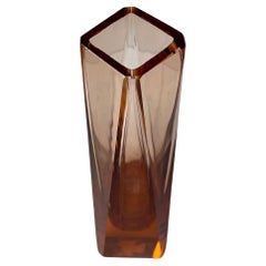 Vase tulipe Alessandro Mandruzzato en verre de Murano couleur pêche, 1970