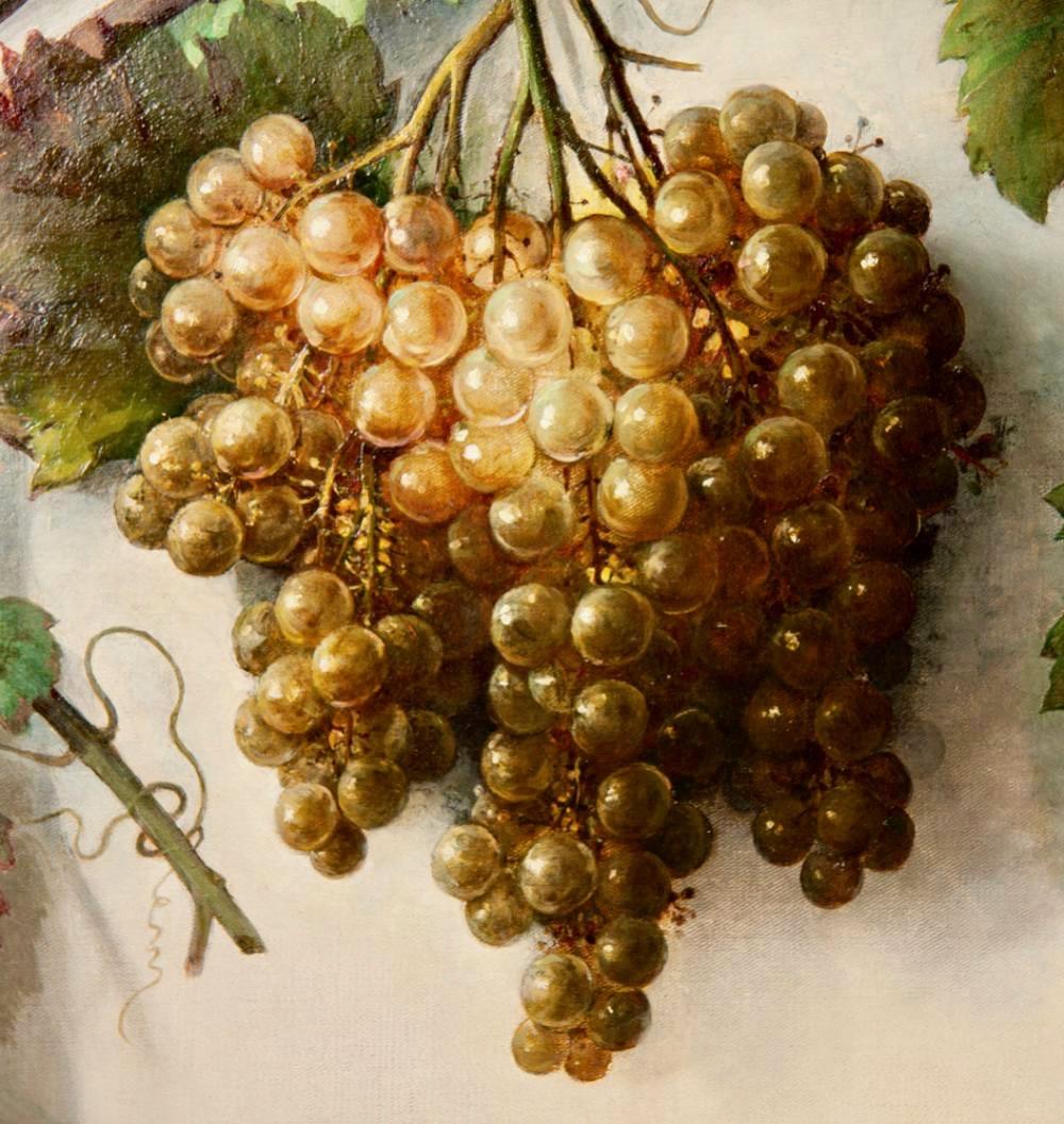 Rote Trauben und weiße Trauben von Roberto Mantovani „Ferrara 1814-Roma 1892“ (Leinwand) im Angebot