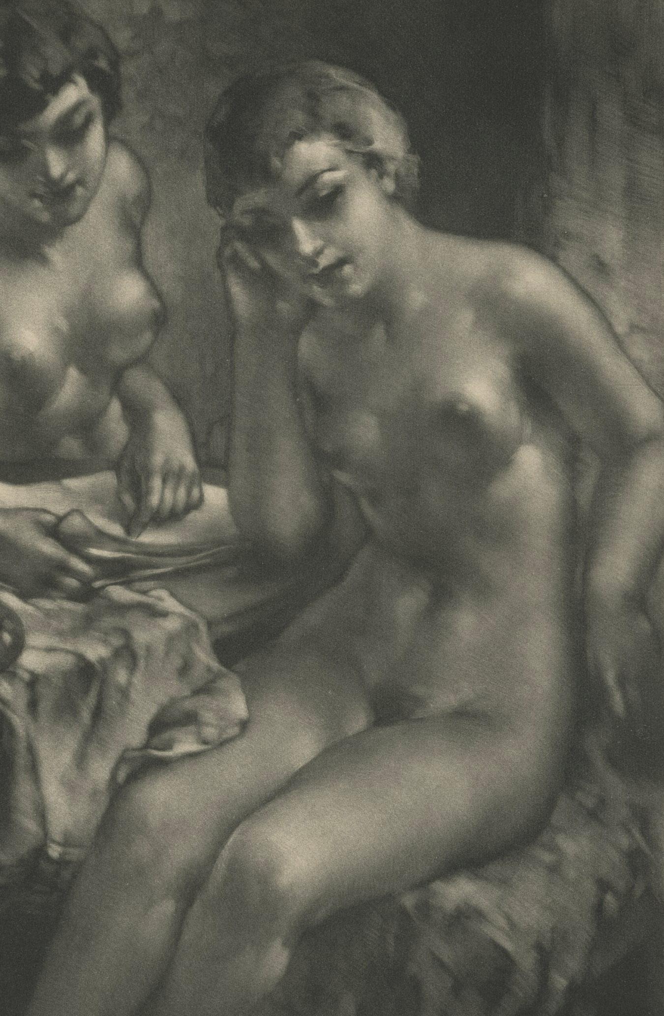 Morning Paper - Gray Nude Print by Alessandro Mastro-Valerio